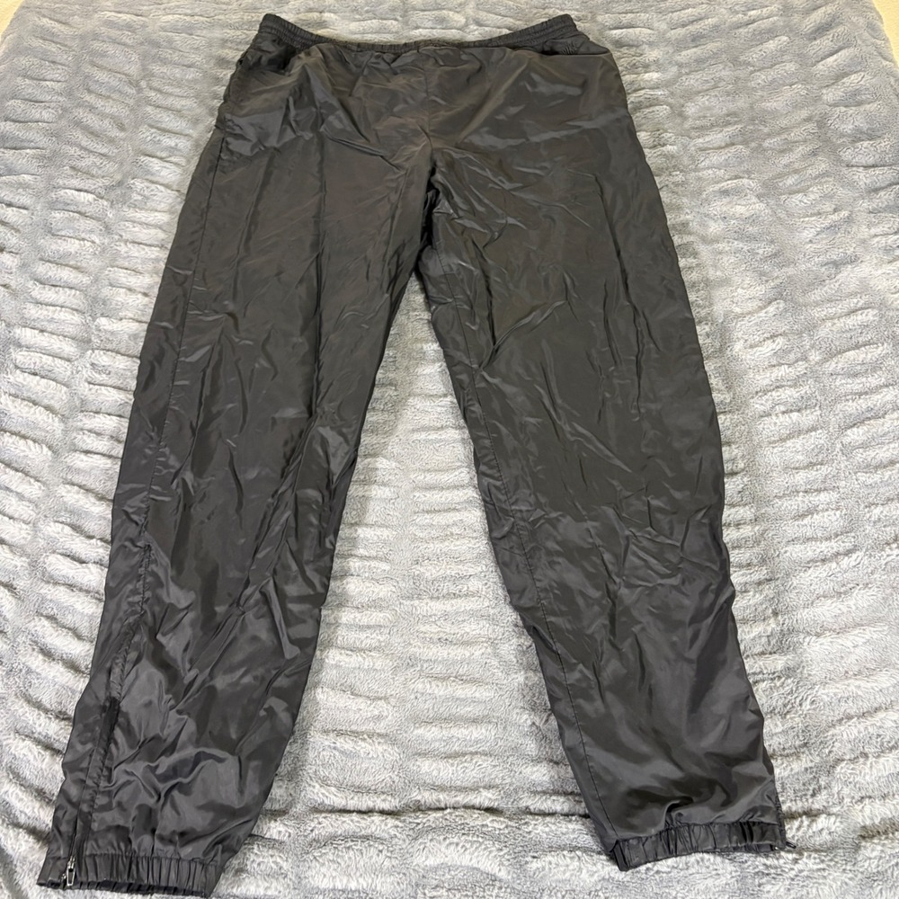 Nike Vintage Silver Tag Nylon Track Pants Black XL Elastic Waist Zipper Cuffs